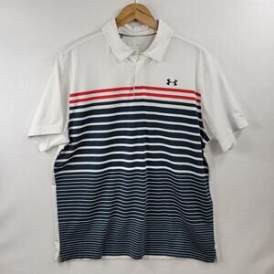 Under Armour Coldblack Polo Men's Golf Red White and Blue Sz XL